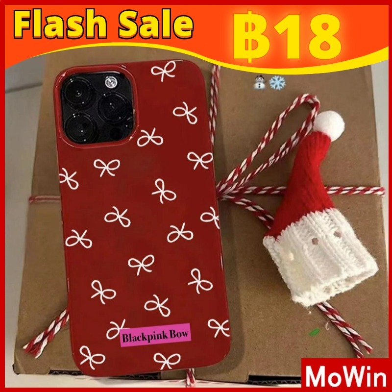 Mowin - เคส iPhone 16 Pro max สีดำเงา เคส TPU นิ่มกันกระแทก กันกล้อง โบว์คริสต์มาสน่ารัก เข้ากันได้กับ iPhone 15 14 13 12 Pro Max 11 XR XS Max 7 8Plus