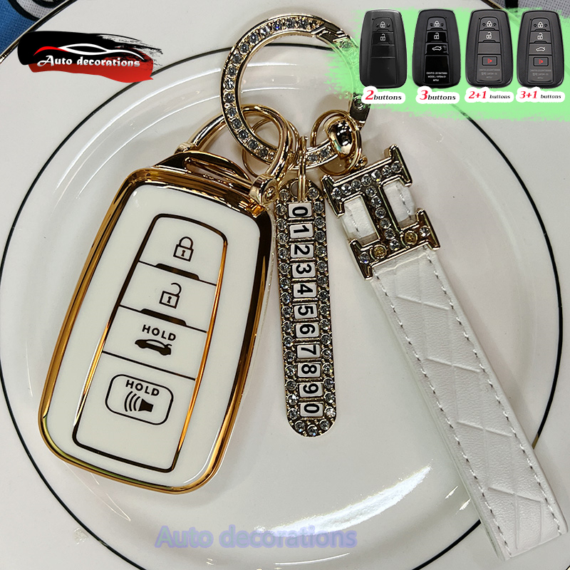 ฝาครอบกุญแจ Toyota สําหรับ COROLLA Prius Prado Camry Rav4 C-hr COROLLA CROSS chr เคสกุญแจรถขอบทอง