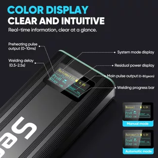 Seesii Battery Spot Welder พร้อมแบตเตอรี่ 5.0Ah: อัพเกรดมือถือ Mini Portable Spot Welder สําหรับแบตเตอรี่ 18650, เชื่อมแผ่นนิกเกิล 0.1-0.2 มม., เหล็ก, แผ่นสแตนเลส, 80 Gear