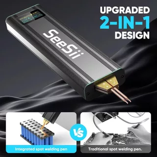 Seesii Battery Spot Welder พร้อมแบตเตอรี่ 5.0Ah: อัพเกรดมือถือ Mini Portable Spot Welder สําหรับแบตเตอรี่ 18650, เชื่อมแผ่นนิกเกิล 0.1-0.2 มม., เหล็ก, แผ่นสแตนเลส, 80 Gear