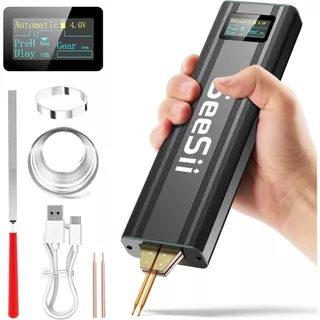 Seesii Battery Spot Welder พร้อมแบตเตอรี่ 5.0Ah: อัพเกรดมือถือ Mini Portable Spot Welder สําหรับแบตเตอรี่ 18650, เชื่อมแผ่นนิกเกิล 0.1-0.2 มม., เหล็ก, แผ่นสแตนเลส, 80 Gear