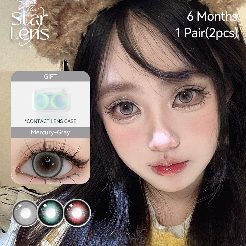 Starlens 1 คู่ สีเทา คอนแทคเลนส์ DIA14.2/14.5 มม. เลนส์ธรรมชาติ Big Eye Half-year Disposable