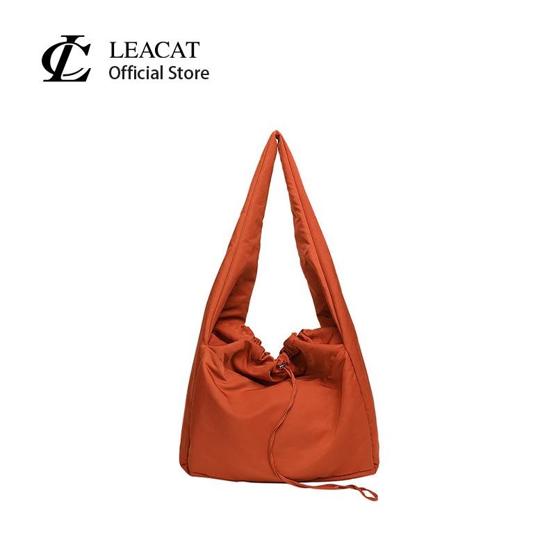 Leacat แฟชั่นเกาหลี ลําลอง หูรูด กระเป๋าสะพายไหล่ ความจุขนาดใหญ่ กระเป๋าสะพายข้าง สําหรับผู้หญิง