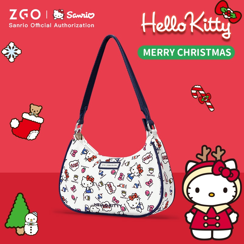 กระเป๋าสะพายขา้ง ZGO x Sanrio Hello Kitty กระเป๋าสะพายไหล่ลําลอง ลาย น้ําหนักเบา เหมาะกับของขวัญ สําหรับเด็กผู้หญิง 25006C