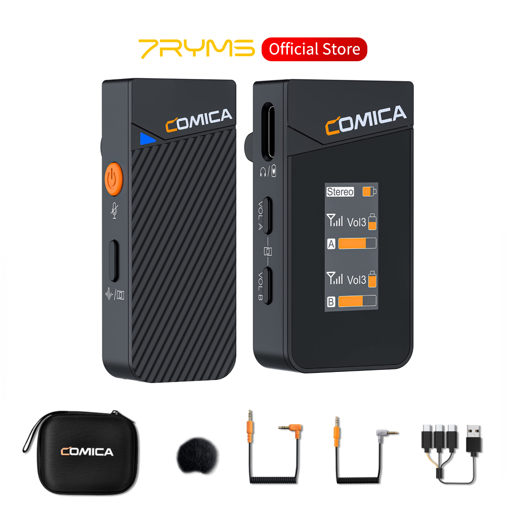 Comica Vimo C ไมโครโฟนไร้สายแบบหนีบเสื้อ,Vimo C1 Mini Lapel Mic พร้อมระบบตัดเสียงรบกวน,โหมดความปลอดภ