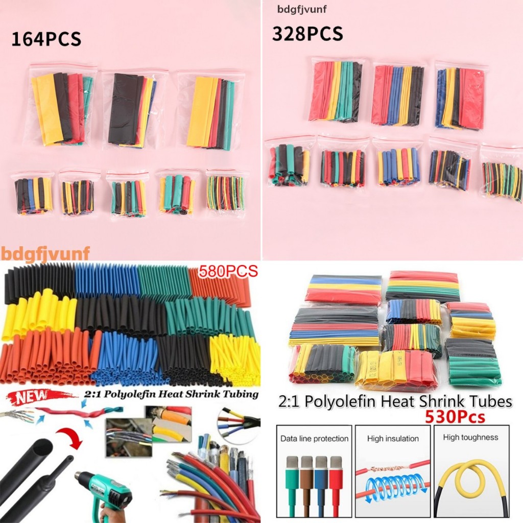 BDGF 656/580/530/328/164PCS Polyolefin ฉนวนกันความร้อนความร้อนหดท่อ Tube Sleeve Wrap Wire Assortment