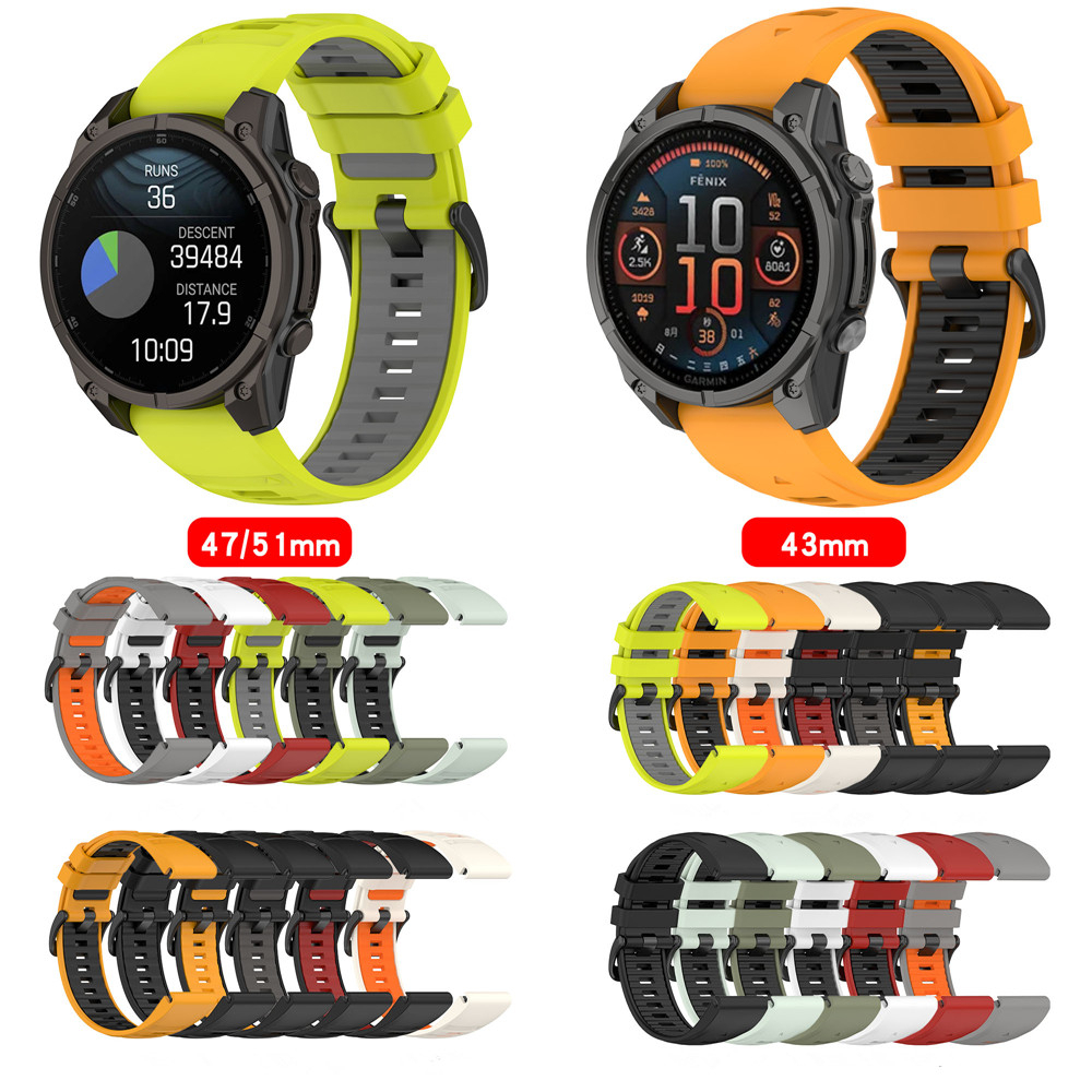 20 มม.22 มม.26 มม.Dual tone universal สําหรับ Garmin fenix 5 5S 6S 7S 7 7X 8 ปรับSmartwatchซิลิโคน b