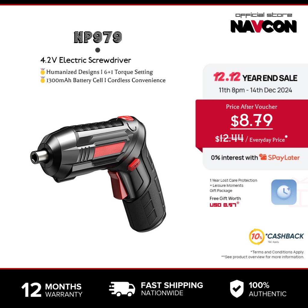 Navcon 4.2V ไขควงไฟฟ้าชุดเครื่องมือไขควงไร้สายแบบชาร์จไฟได้พร้อมไฟ LED