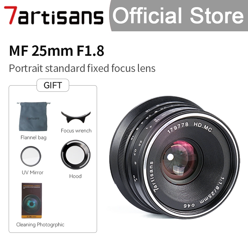 7artisans MF25mm F1.8 Portrait Standard เลนส์โฟกัสคงที่รูรับแสงขนาดใหญ่เลนส์ Prime มุมกว้าง