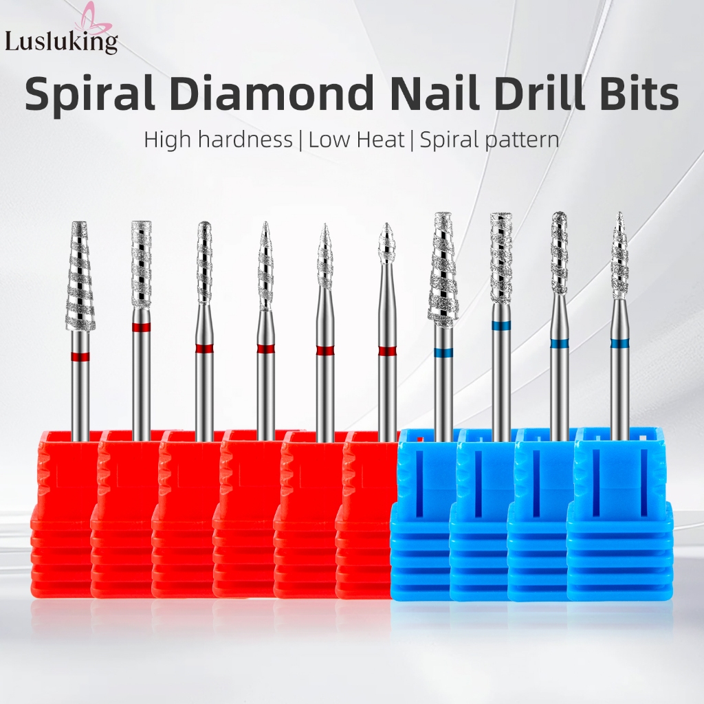 LUSLUKING Nail Drill Bits Flame Diamond Bit for Nail Drill 3/32'' Manicure Milling Cutter Cuticle Nail Drill Accessories