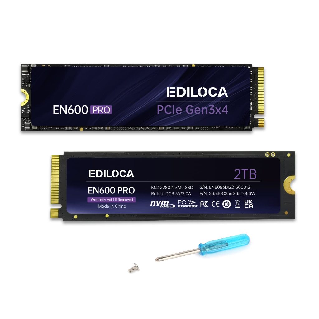 Edigloca EN600 PRO 2 TB PCIe 3.0 x4 NVMe M.2 2280 3D NAND TLC SSD สูงสุด 3500 เมกะไบต์/วินาทีพร้อมแค