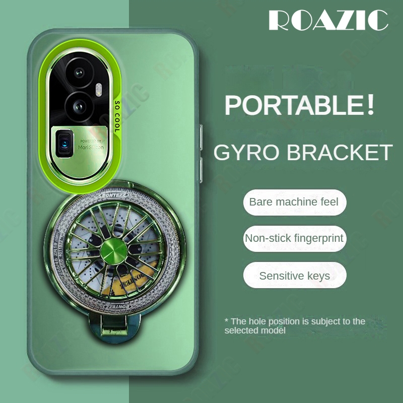 หรูหราโลหะออโรร่าสีเคสโทรศัพท์สําหรับoppo Reno 10 Pro Plus/Reno 10 Pro + 5Gหมุนได้G Gyro Stand Matte Hardกันกระแทกขอบนุ่มป้องกันกันชนฝาครอบเปลือกCY02