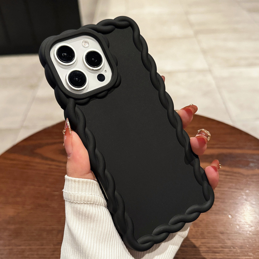 หรูหราใหม่ขอบหยักสีทึบเคสโทรศัพท์เข้ากันได้สําหรับiphone 16 15 14 13 12 11 Pro Max Plus XR X XS Max 7 8 Plusสีลูกกวาดกันกระแทกป้องกันกล้องปกหลัง