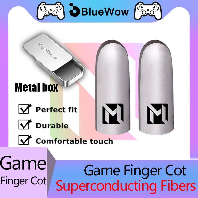 Bluewow Gaming Finger Sleeves - ถุงมือปลายนิ้วไฟเบอร์สีเงินสําหรับเกมมือถือ (MLBB, PUBG, CODM)