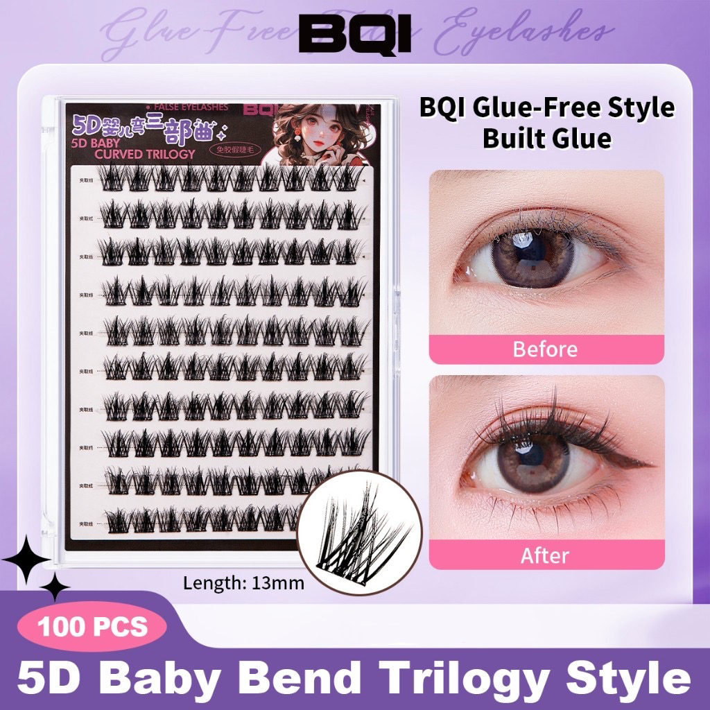 No Need GlueBQl 100-120 Cluster ขนตาปลอมพร้อมกาว Self-AdhesiveNew อัพเกรด Softer Lashes กาวฟรี C Cur สินค้าขายดี LashesReusable Tweezer Self-Adh COD