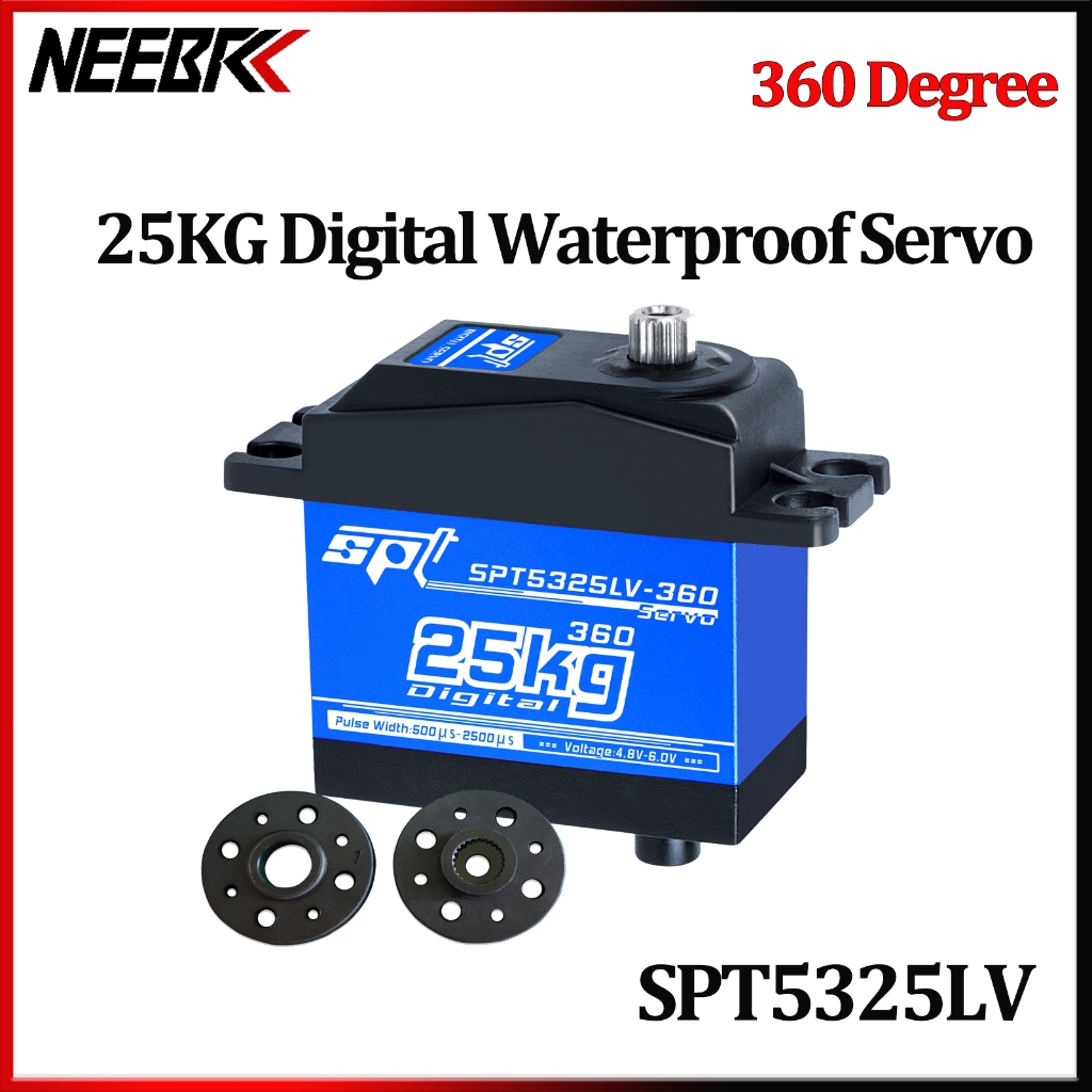Neebrc 25KG แรงบิดขนาดใหญ่ 360° เกียร์โลหะมอเตอร์กันน้ํา Digital RC Servo สําหรับ RC Crawler รถ SCX10 TRX4 Drift Robot