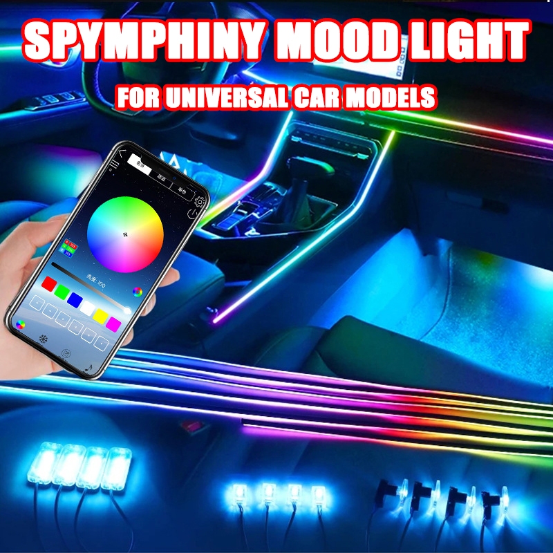 Full Color Streamer รถ Ambient ไฟ RGB Universal LED ภายในแถบอะคริลิคที่ซ่อนอยู่ Symphony บรรยากาศโคมไฟ