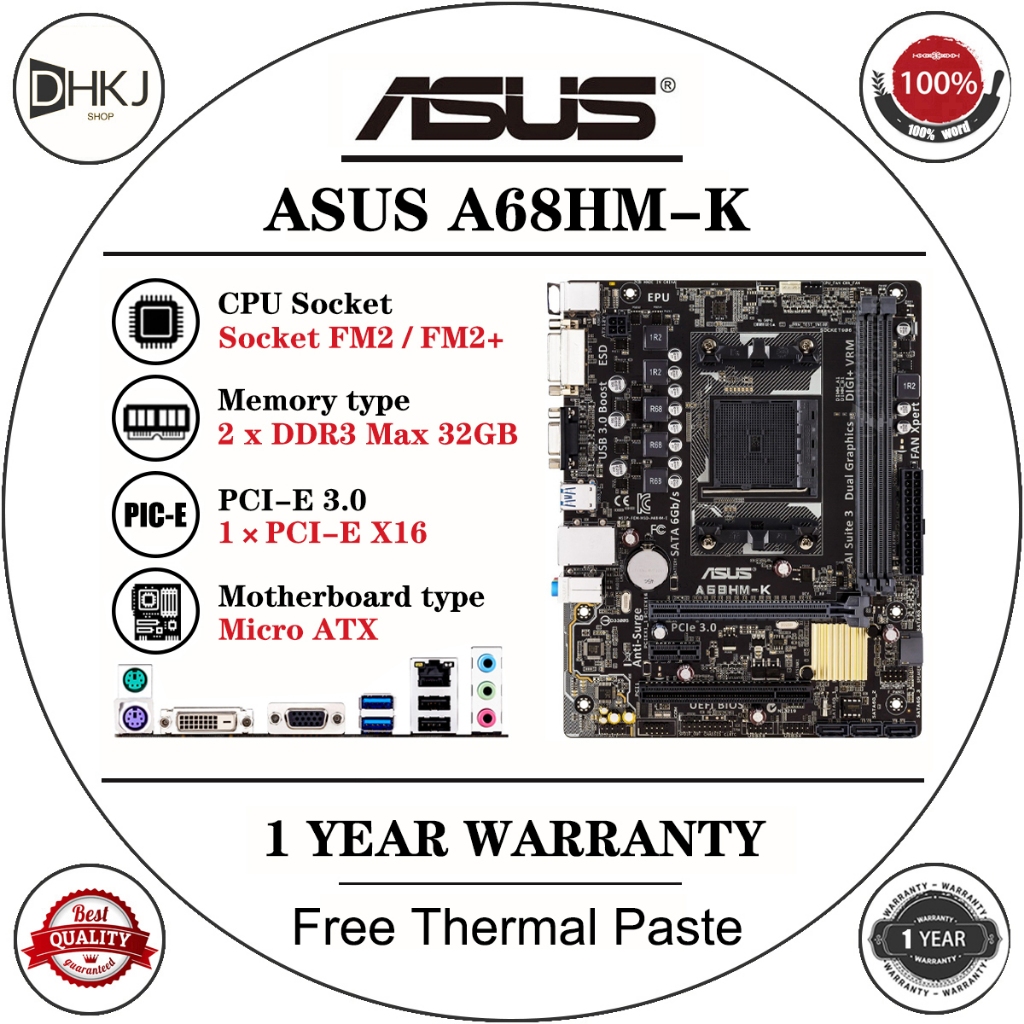 ใช้ ASUS a68hm-K a68hm-E a68hm-F เดสก์ท็อป a68hm เมนบอร์ด DDR3 32G AMD ซ็อกเก็ต FM2/FM2+