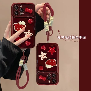 สไตล์ใหม่ 14 กระจกพลิก 13 โบว์สามมิติ xs แมว xr เชือกเส้นเล็ก 11 เหมาะสําหรับ Apple 16promax เคสโทรศัพท์ 12 การ์ตูนน่ารัก iPhone15 กันกระแทกกรณีป้อง