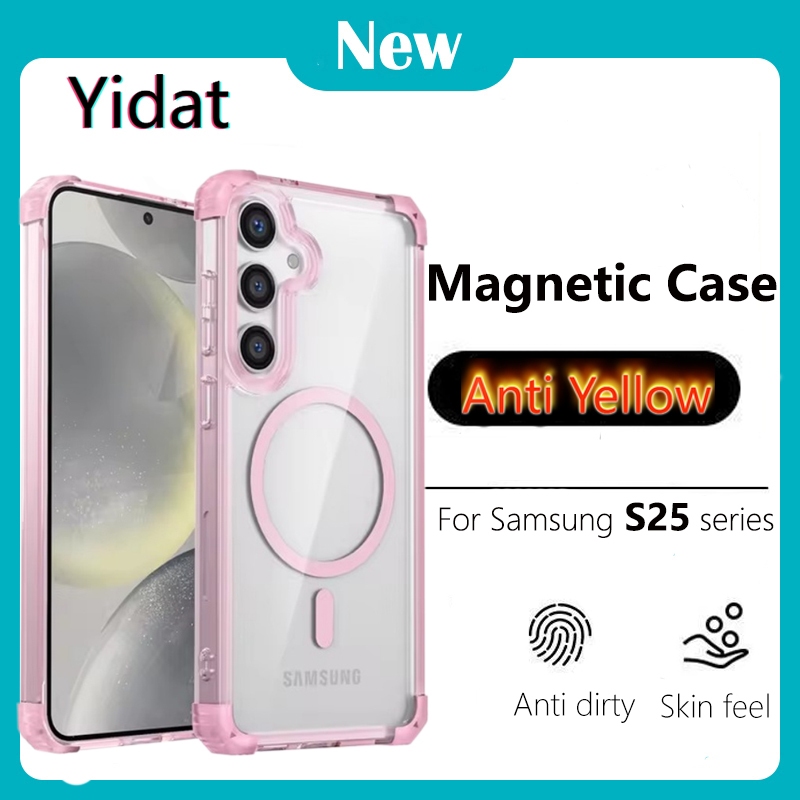 หรูหราclear Magnetic HardสําหรับGalaxy S26 S25 Ultra S24 S23 S22 S21 หมายเหตุ 20Ultra Plus S24 S23FEกันกระแทกโทรศัพท์ปลอก
