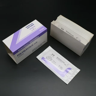 PGA 12pcs 90 ซม. สัตว์ดูดซึมผ่าตัดเย็บด้วยเข็มกรดโพลีไกลโคลิก PDO