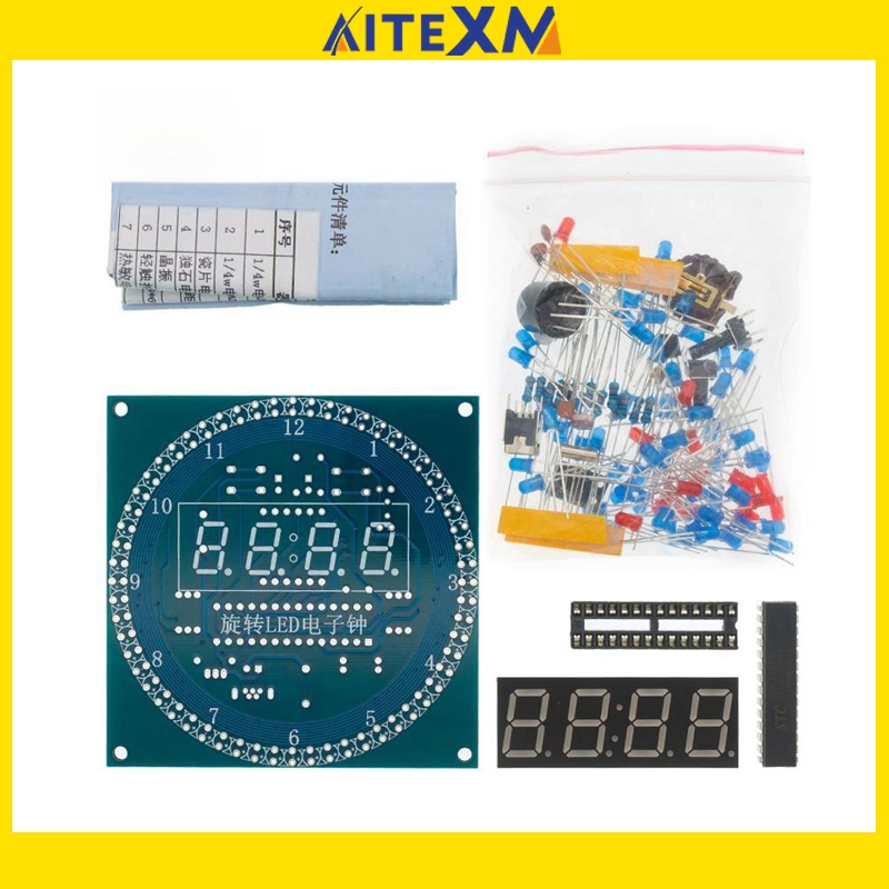 ชุดบอร์ดโมดูลนาฬิกาปลุกดิจิทัล อิเล็กทรอนิกส์ หน้าจอ LED หมุนได้ 51 ซม. 5V DS1302 DIY