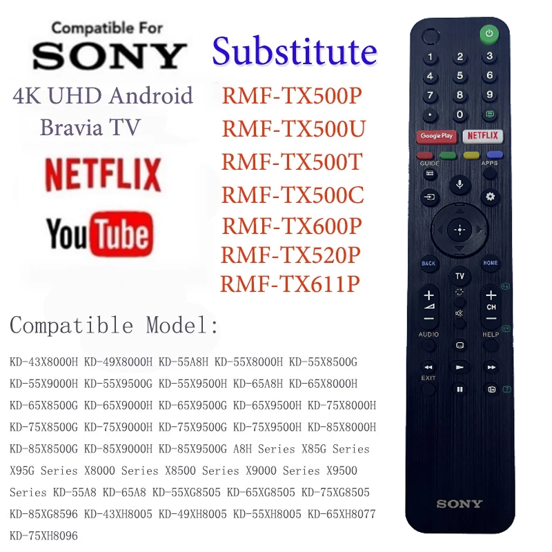 คำสั่งเสียง remote รีโมททีวี SONY LCD Smart 4K UHD Android TV รีโมท RMF-TX500P RMF-TX 520P RMF-TX500