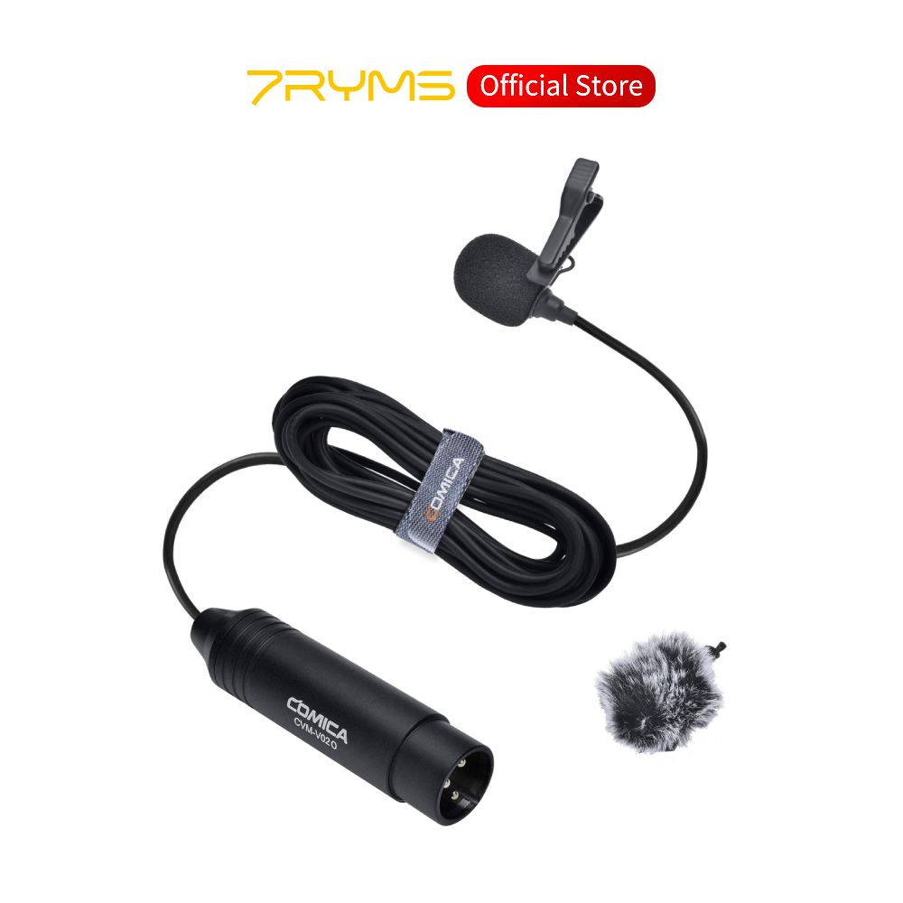 Comica CVM-V02O Phantom Power Omnidirectional XLR LavalierไมโครโฟนสําหรับCanon Sony Panasonicกล้องวิดีโอซูมH4n H5 H6 Tascam DR-40 DR-60D DR-70D DR-100 Recorders (14.76fts)