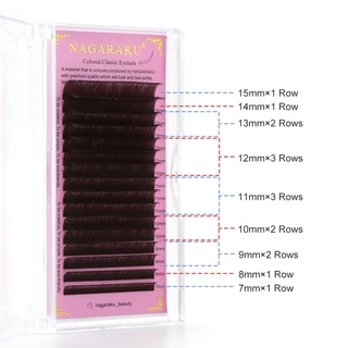 NAGARAKU ผสม 7 ~ 15 มม.ขนตาผ้าไหม Lashes False Mink สีปลอมธรรมชาติ EyeLash สีน้ําตาล