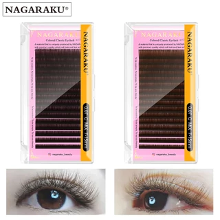 NAGARAKU ผสม 7 ~ 15 มม.ขนตาผ้าไหม Lashes False Mink สีปลอมธรรมชาติ EyeLash สีน้ําตาล