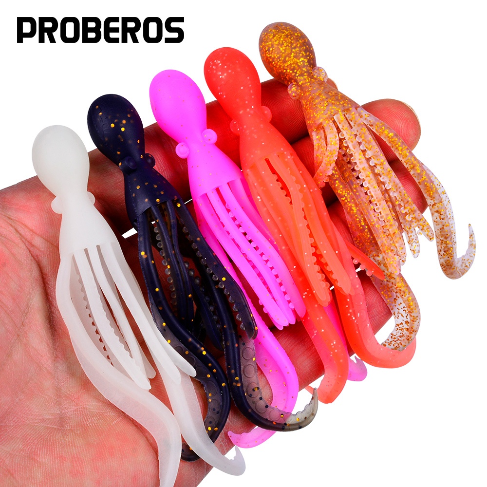 Proberos 5PCS Premium Soft Octopus Swimbait - 5g 10 ซม.ซิลิโคนปลาหมึกยักษ์เหยื่อสําหรับตกปลา,เบสและปลาเทราท์ | เหยื่อตกปลาทนทาน ทนต่อการกัด
