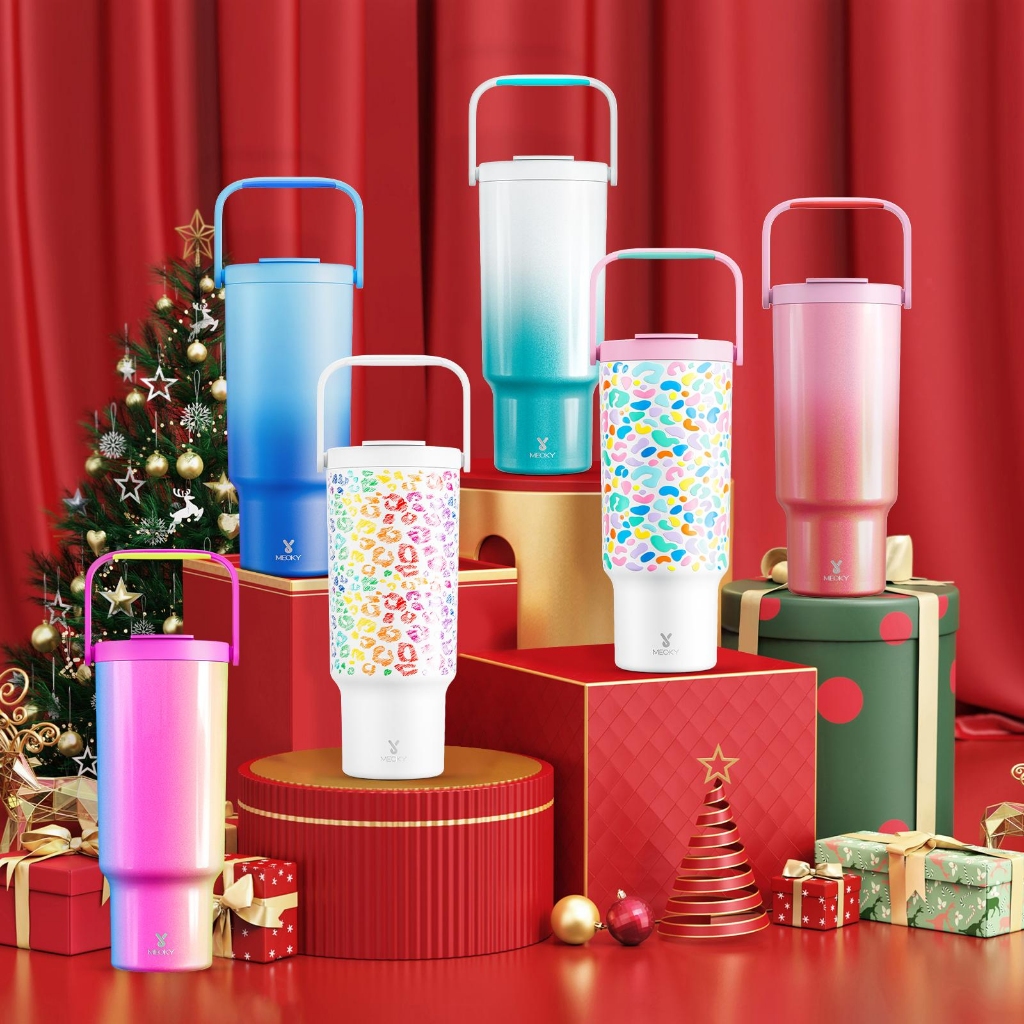 Meoky 40oz (1180ML)Tumbler พร้อมที่จับ, สแตนเลสขวดน้ําหุ้มฉนวนสองชั้น, ถ้วยกาแฟ, ที่ใส่แก้วน้ํา, ถ้วยรถ, กระติกน้ําร้อนแบบพกพา