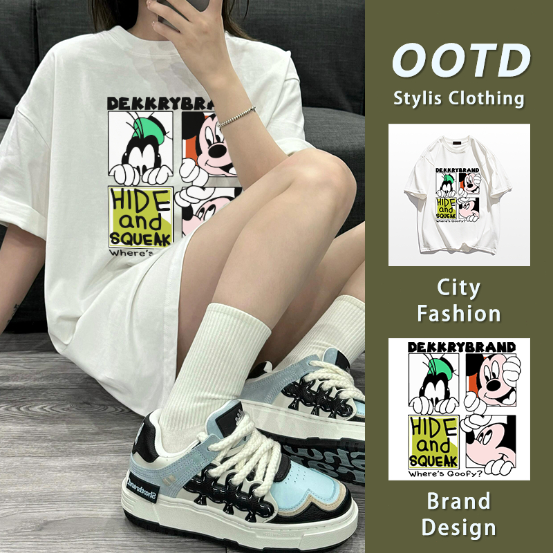พร้อมส่ง เสื้อยืดแฟชั่นมาแรง คอกลมแขนสั้น ไซส์ใหญ่ ลายมิกกี้ เสื้อยืดลายการ์ตูน ผ้าฝ้าย100% YG1005