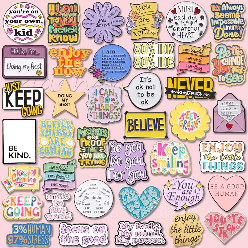 สีสัน Inspiring Be Kind คําคมเคลือบเข็มกลัดคุณเพียงพอคุณคุ้มค่าเข็มกลัดป้าย Pins อุปกรณ์เสริมของขวัญสําหรับเพื่อน