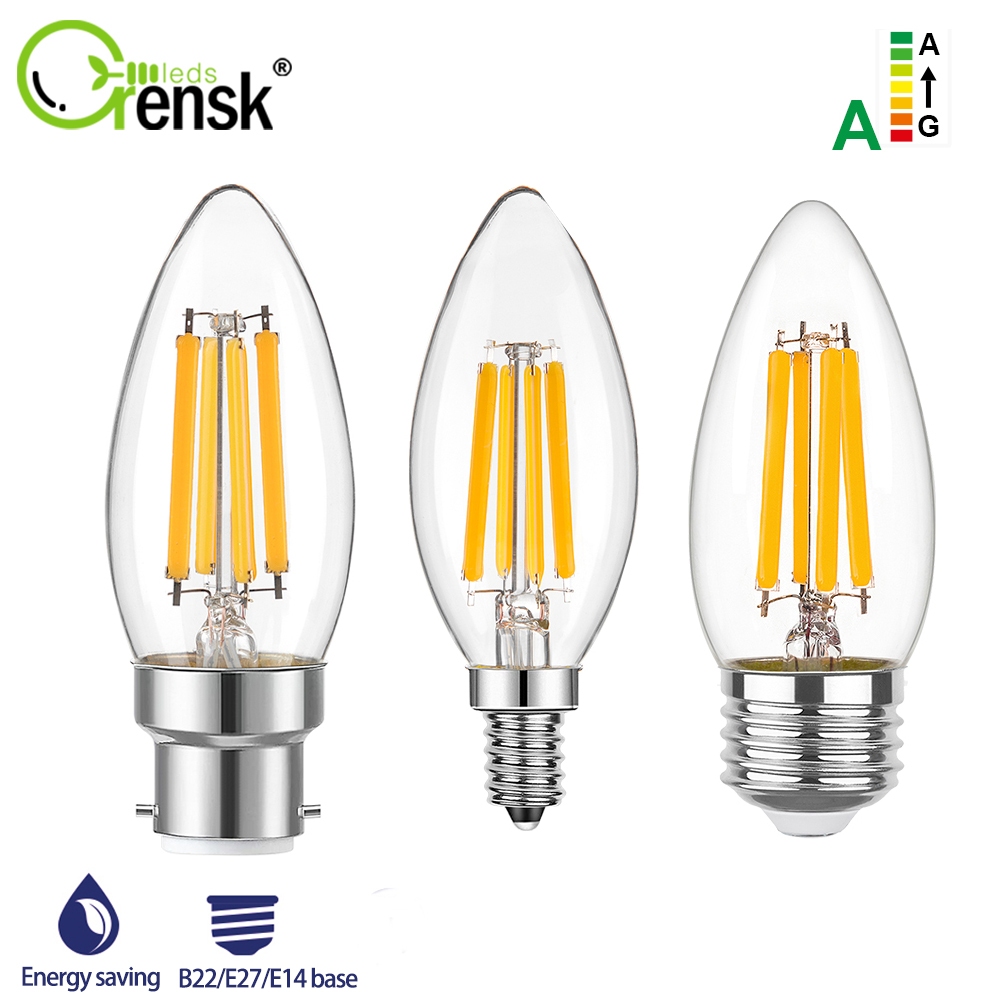 หลอดไฟ LED C35 E27/E14/B22 ประสิทธิภาพพลังงานระดับ A ประหยัดไฟ เหมาะสําหรับบ้าน/เชิงพาณิชย์