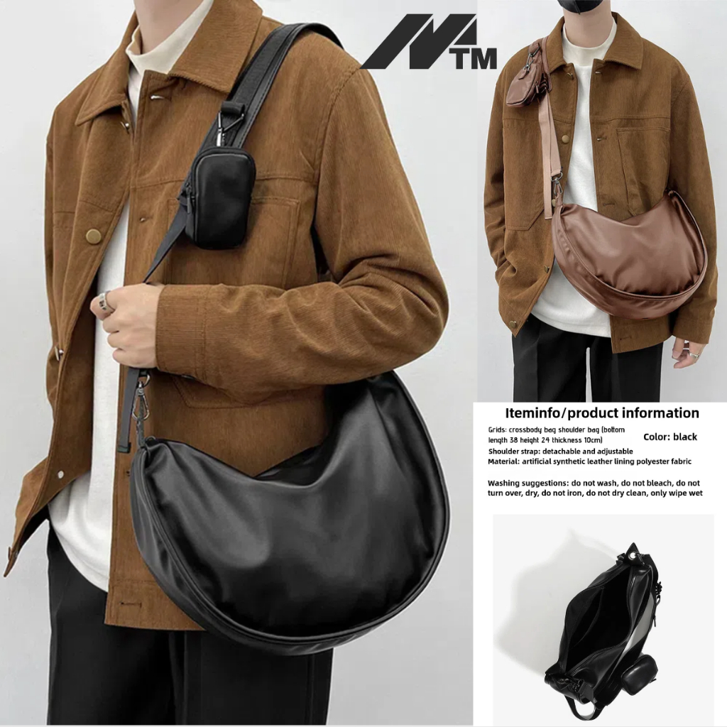 MTM กระเป๋าความจุขนาดใหญ่ผู้ชายสไตล์ใหม่ Casual Messenger กระเป๋า High-End Texture Commuter Dumpling กระเป๋าหนังนุ่มกระเป๋า