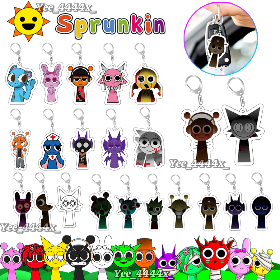พวงกุญแจอุปกรณ์ต่อพ่วง Flat Acrylic Sprunki Incredibox | Sprunki พวงกุญแจอะคริลิค Basic/รังไข่ Sprunki รูป Key Holder hontinth