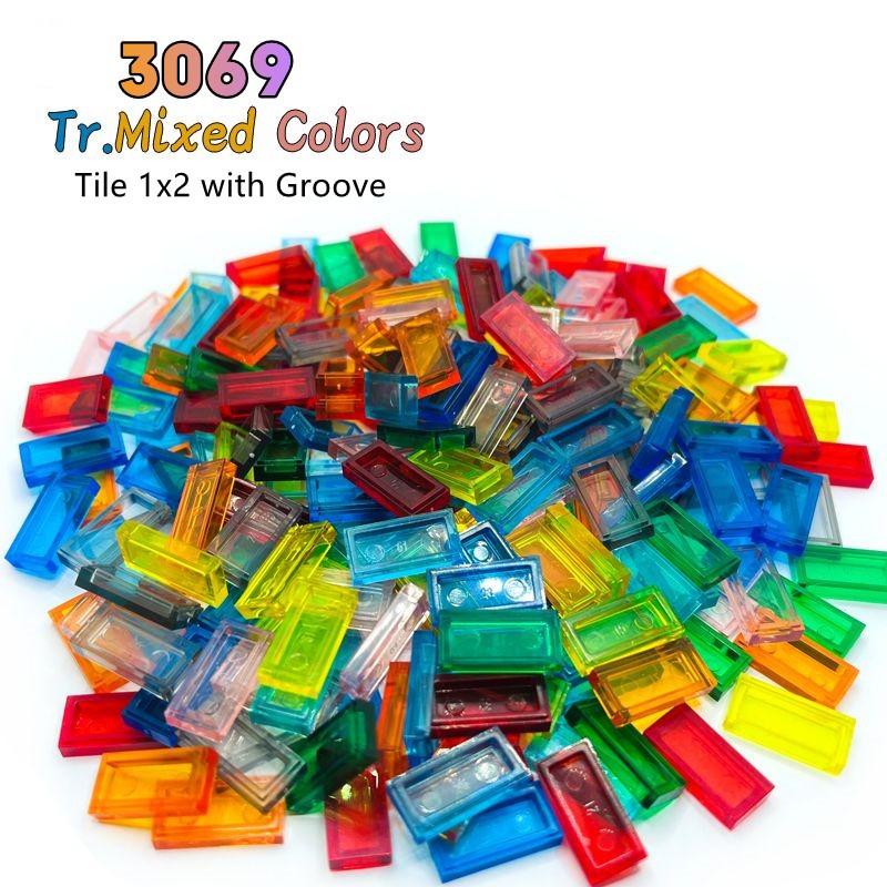 อิฐ 3069 สีโปร่งใส 50pcs กระเบื้อง 1x2 พร้อม Groove DIY MOC อะไหล่บล็อกอาคารอุปกรณ์เสริมเด็กประกอบของเล่น