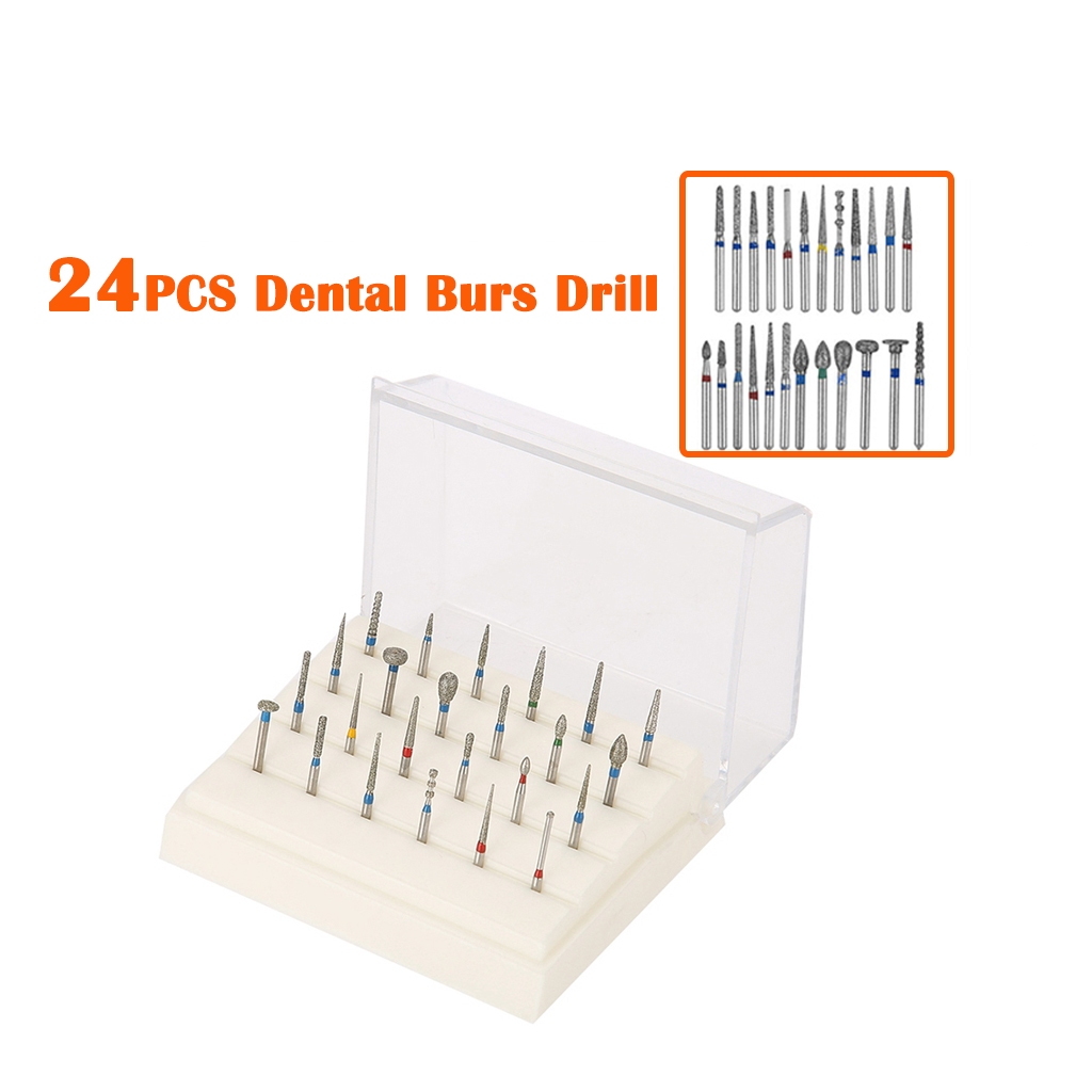 24 หลุมทันตกรรม Burs เจาะผู้ถือกล่องสําหรับ Handpiece Burs ความเร็วสูงพร้อม Bits เพชร Autoclavable DentalAccessories ชุด