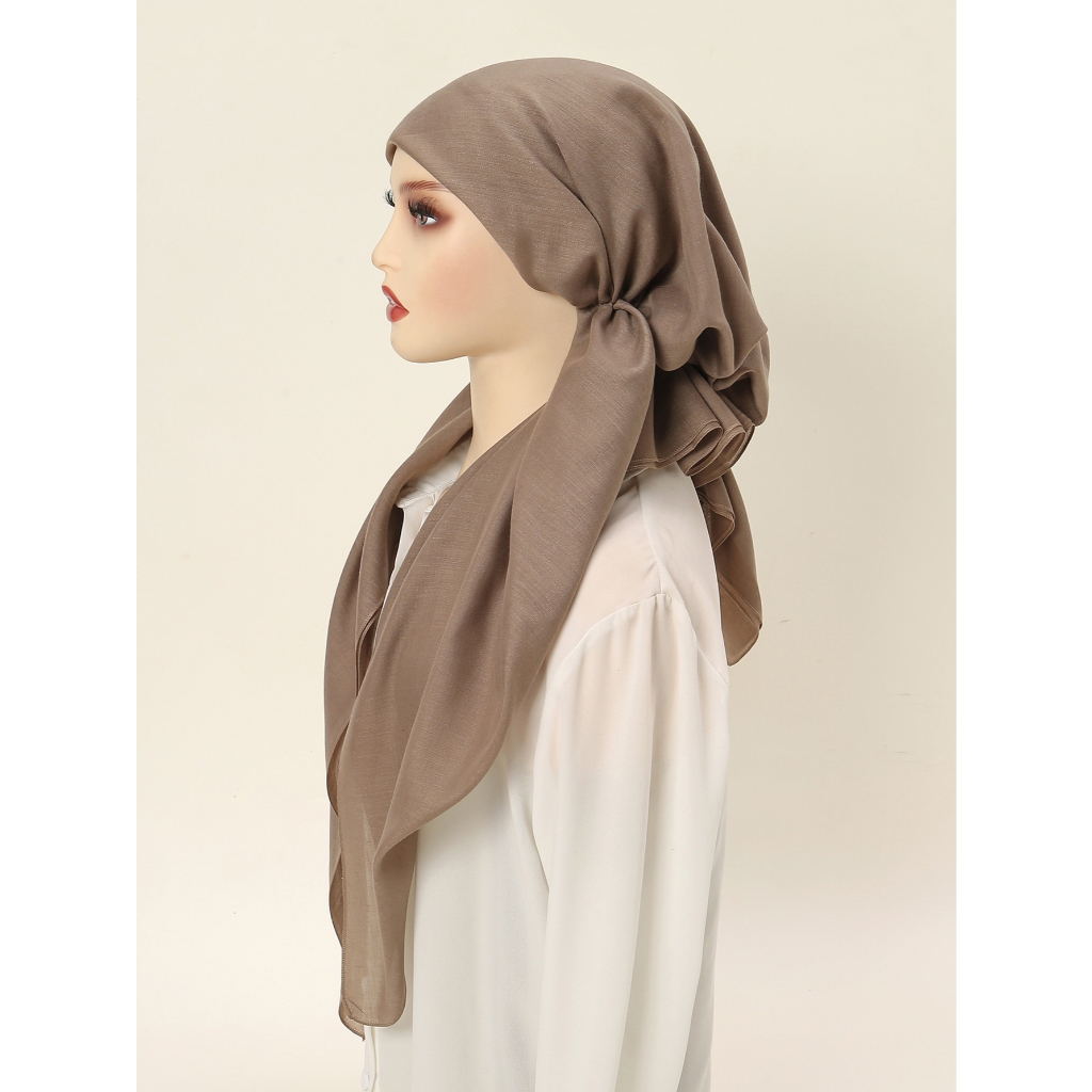 Laven นุ่มยาวสองหางผ้าพันคอผ้าฝ้ายธรรมดาหมวกหมวก Headscarf Underscarf หมวก Turbante Hijab