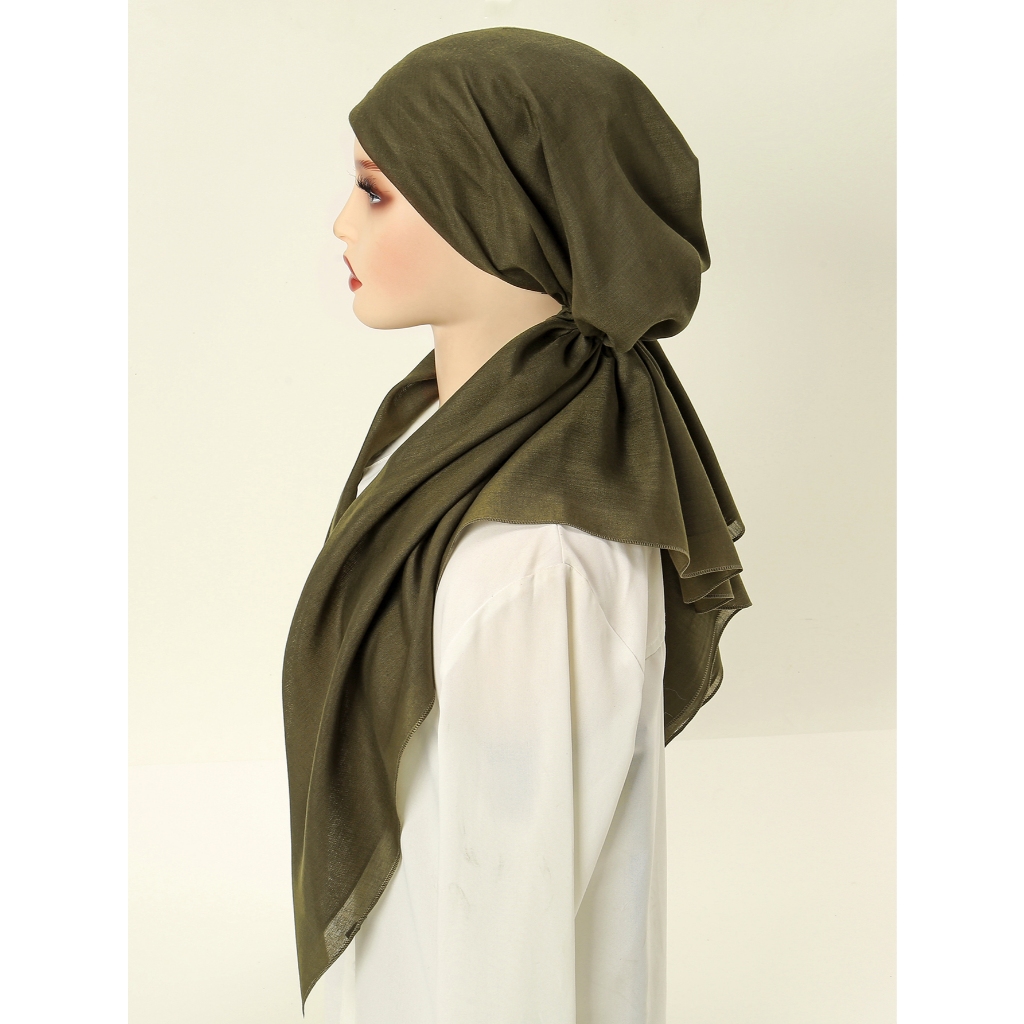 Laven นุ่มยาวสองหางผ้าพันคอผ้าฝ้ายธรรมดาหมวกหมวก Headscarf Underscarf หมวก Turbante Hijab