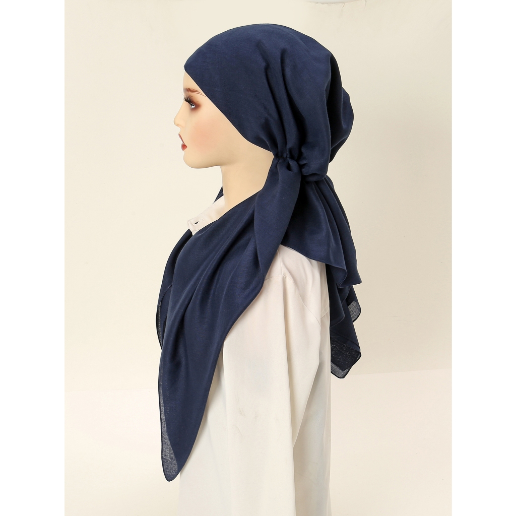 Laven นุ่มยาวสองหางผ้าพันคอผ้าฝ้ายธรรมดาหมวกหมวก Headscarf Underscarf หมวก Turbante Hijab