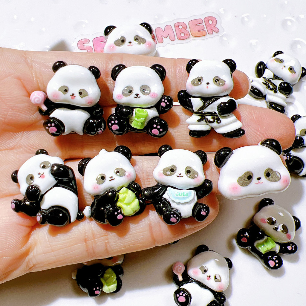 10ชิ้นตลกแพนด้าเรซิ่นเสน่ห์สําหรับ ทําเอง