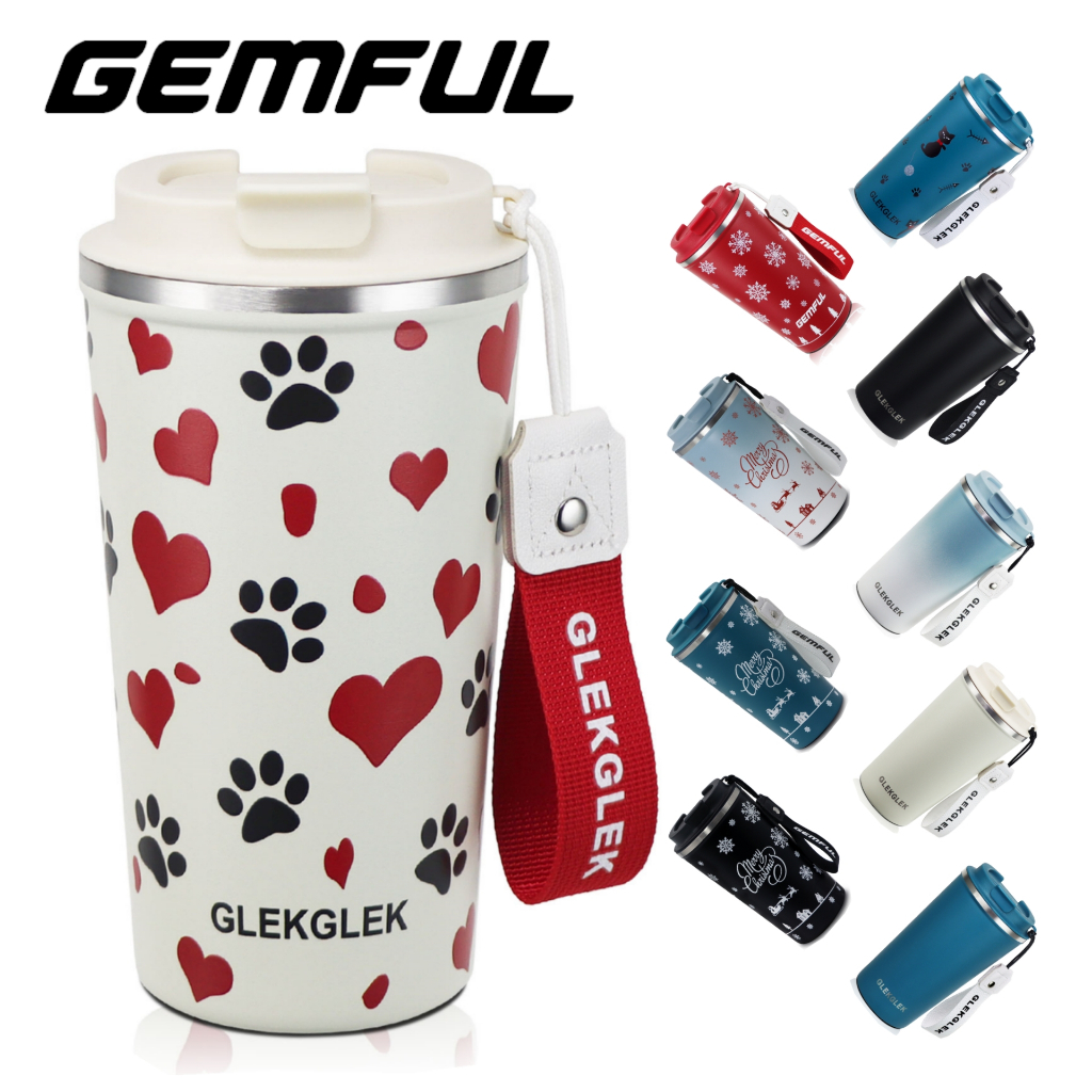 GEMFUL แก้วกาแฟฉนวน Travel 510ml Tumbler 17oz เก็บเย็นและร้อน Leak-Proof สําหรับของขวัญทุกวัน