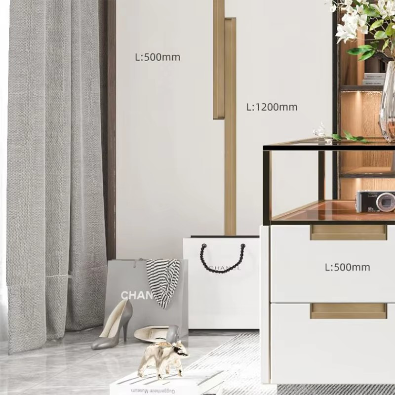 แสงหรูหราฝังซ่อนลิ้นชักจับตู้เสื้อผ้าประตู เจาะรู ฝังที่มองไม่เห็นจับตู้อลูมิเนียมอัลลอยด์ด้ามยาว - รูปที่ 3