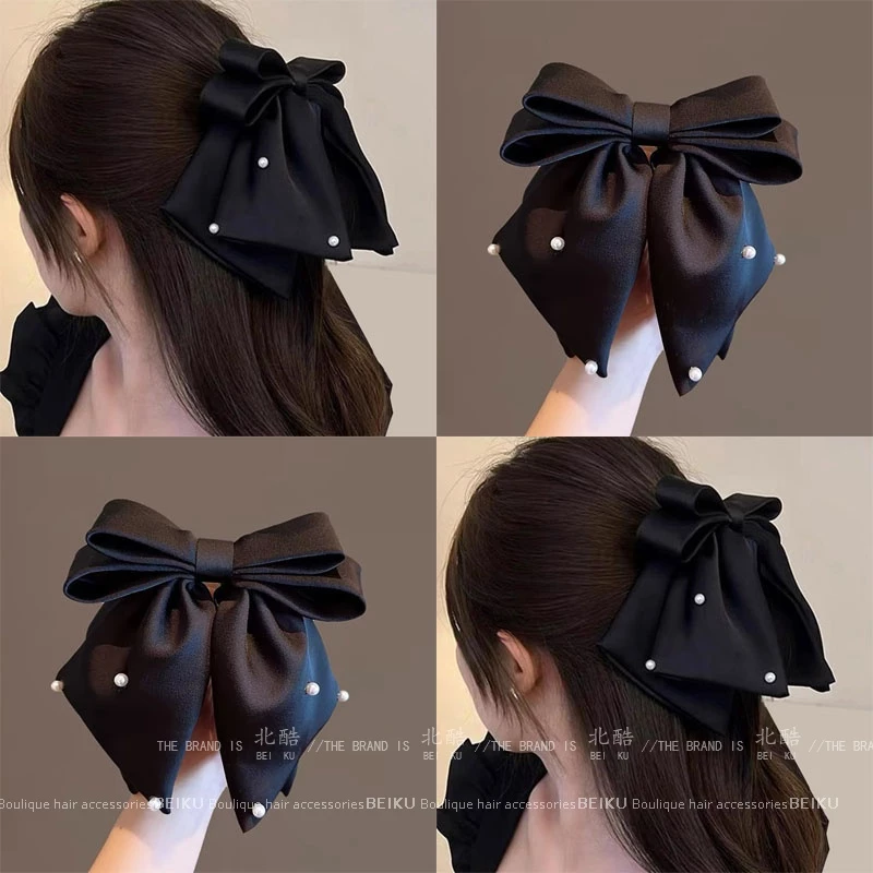 T Classy Bow คลิปหญิงซาตินริบบิ้น High-End หางม้า Shark คลิป Hairpin อุปกรณ์เสริมผม