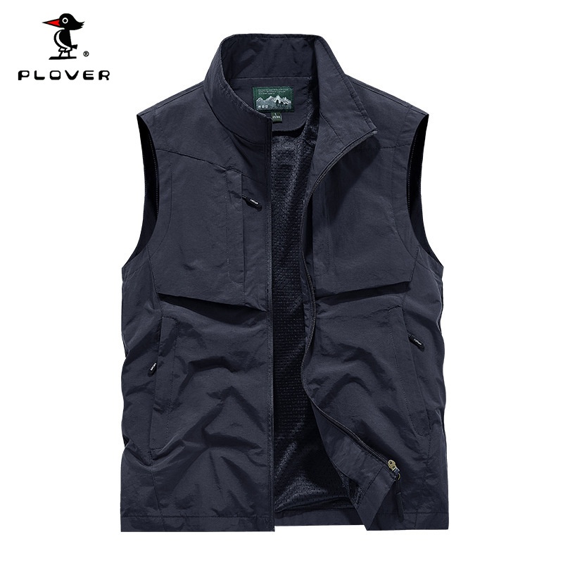 PLOVER เสื้อกั๊กผู้ชายหลายกระเป๋าบวกขนาด M-8XL ตกปลากลางแจ้งถ่ายภาพต้องมี