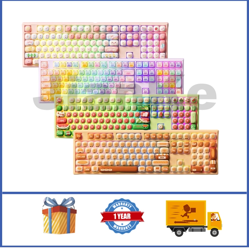 Akko MG108B Bun Paradise Mechanical Keyboard 100% Hot Swappable RGB GASKET คีย์บอร์ดไร้สายแบบกําหนดเ