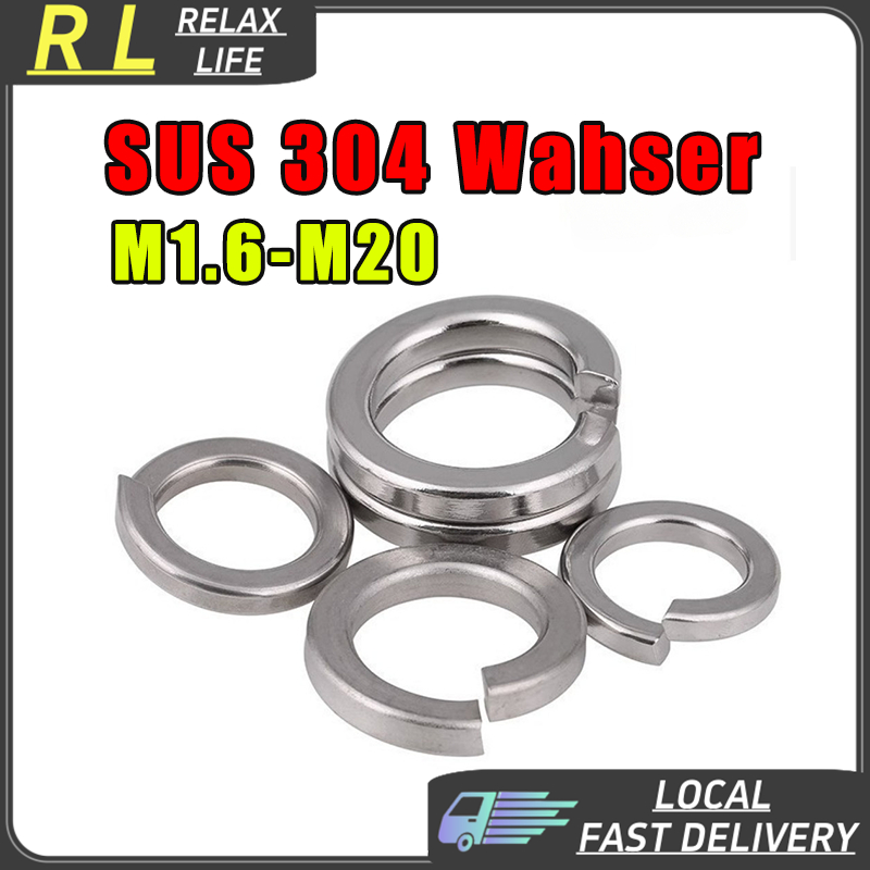 [RL] M1.6-M20 แหวนสปริง แหวนรอง กันคลาย สแตนเลส 304 316 M2 M2.5 M3 M4 M5 M6 M8 M10 Spring Washer Stainless Steel SUS304 M12 M14 M16 M18