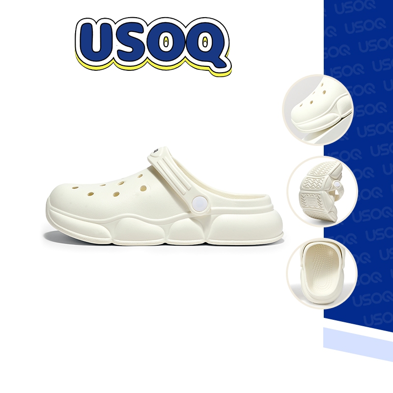 USOQ Crocs DIY SIZE (37-45)รองเท้าแตะผู้หญิงและผู้ชายรองเท้าแตะทํางานรองเท้าลําลองหนา Soled ยืดหยุ่นสูง EVA